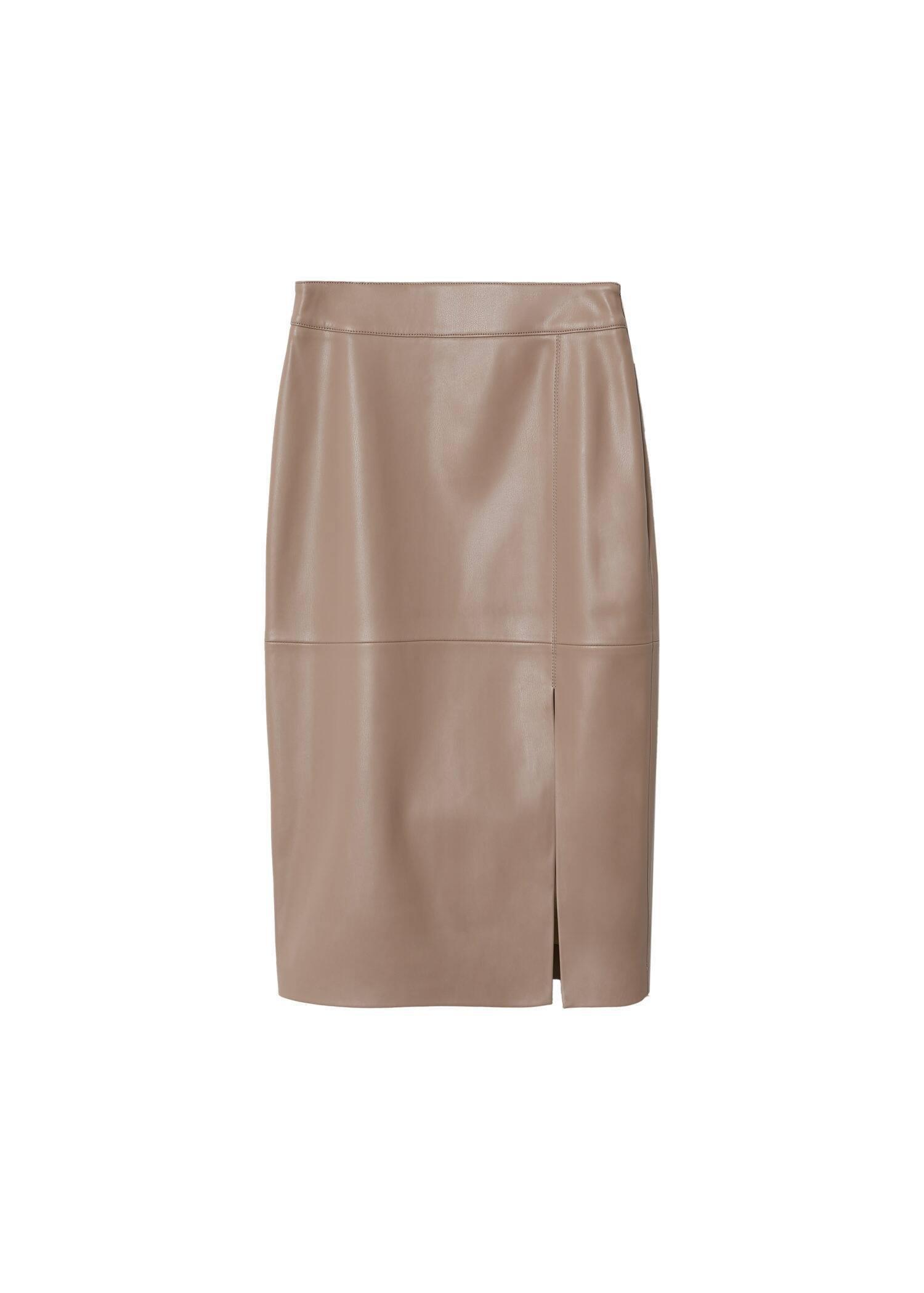lt pastel grey Faux-leather pencil skirt, , large image number 8
