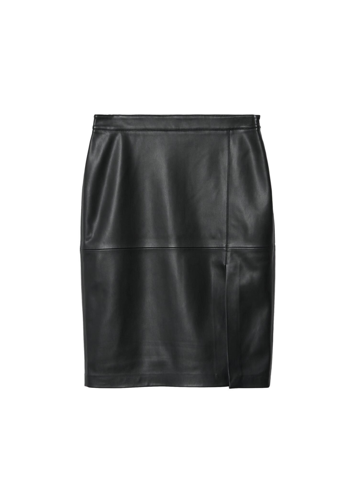 black Faux-leather pencil skirt, , large image number 7