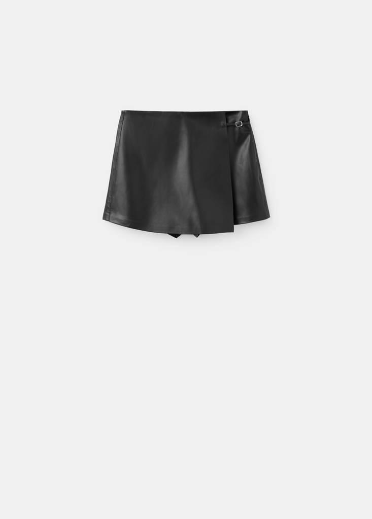 Black Faux Leather Skirt With Buckle, , large image number 5