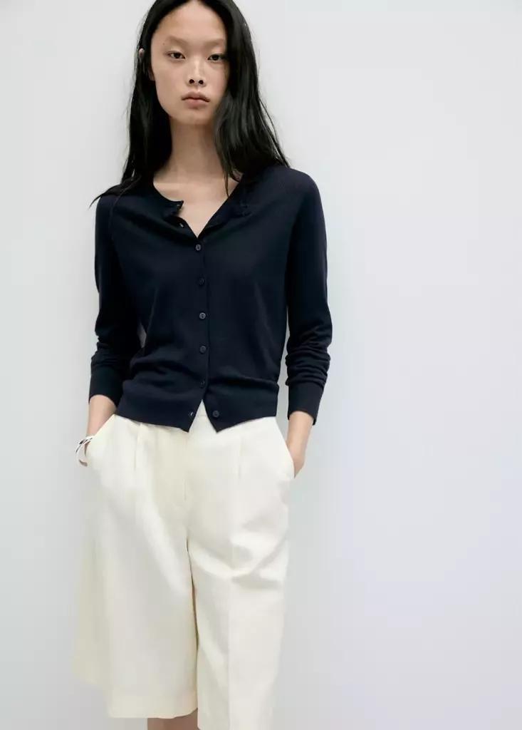 Navy Knitted Button Cardigan, Navy, large image number 1