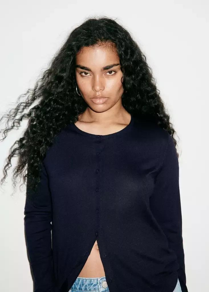 Navy Knitted Button Cardigan, Navy, large image number 9