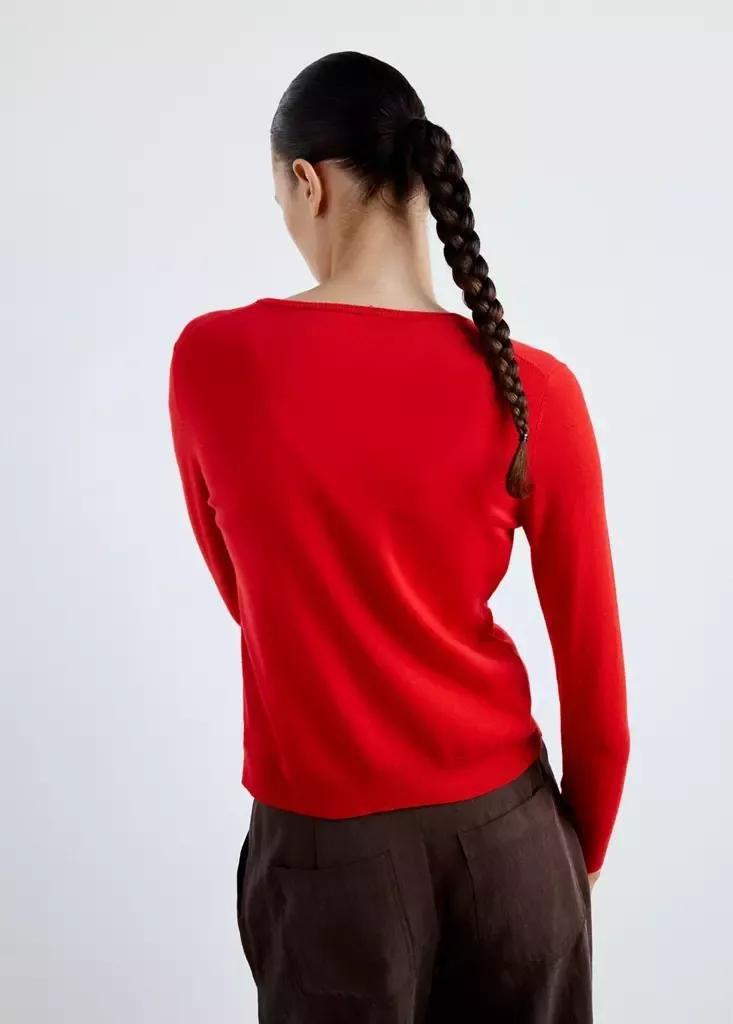 Red Knitted Button Cardigan, Red, large image number 2