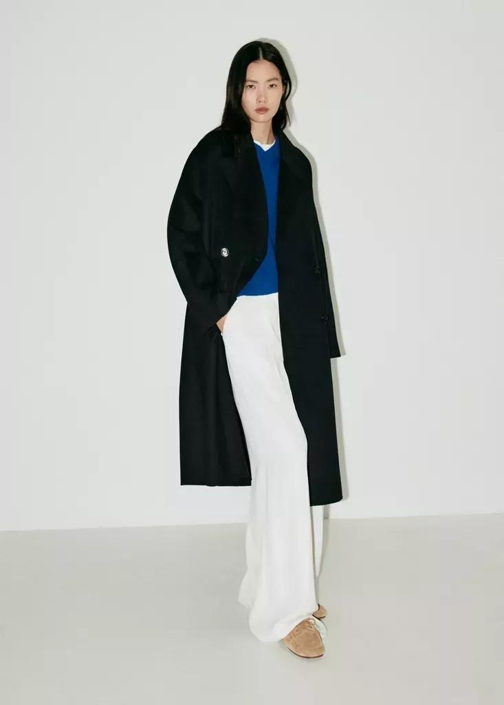 Black Handmade Oversized Wool Coat, Black, medium