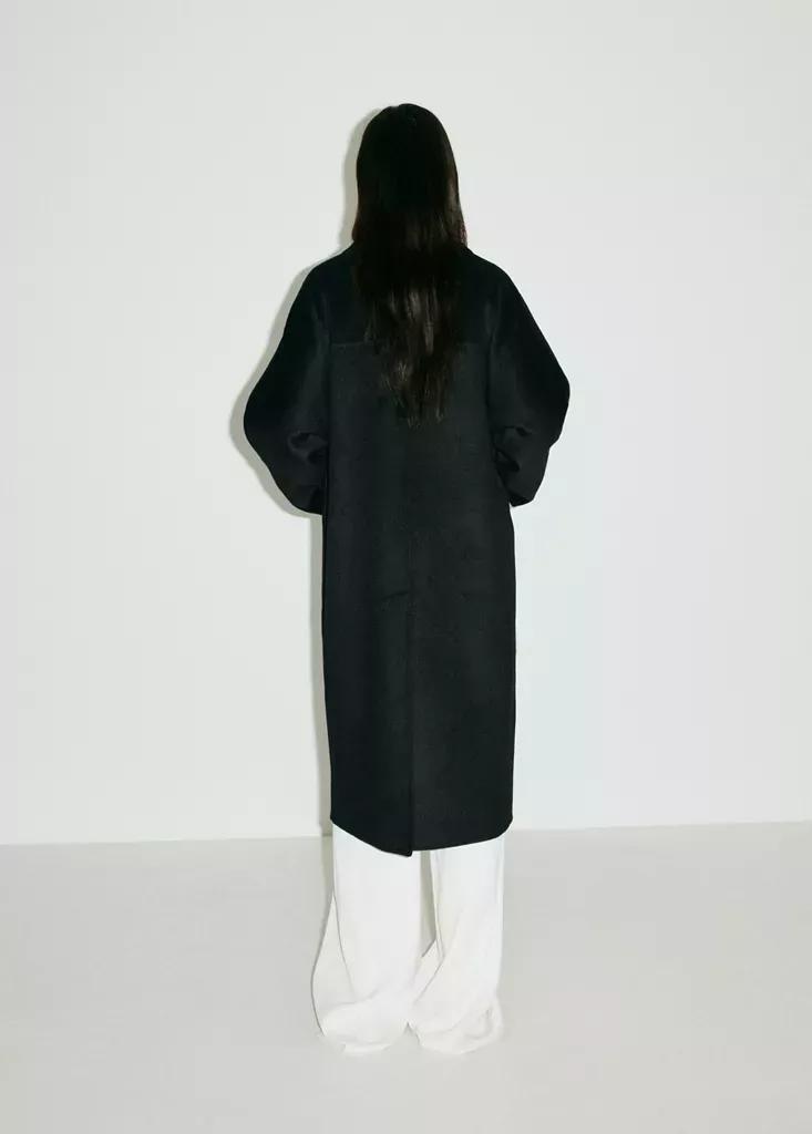 Black Handmade Oversized Wool Coat, Black, medium
