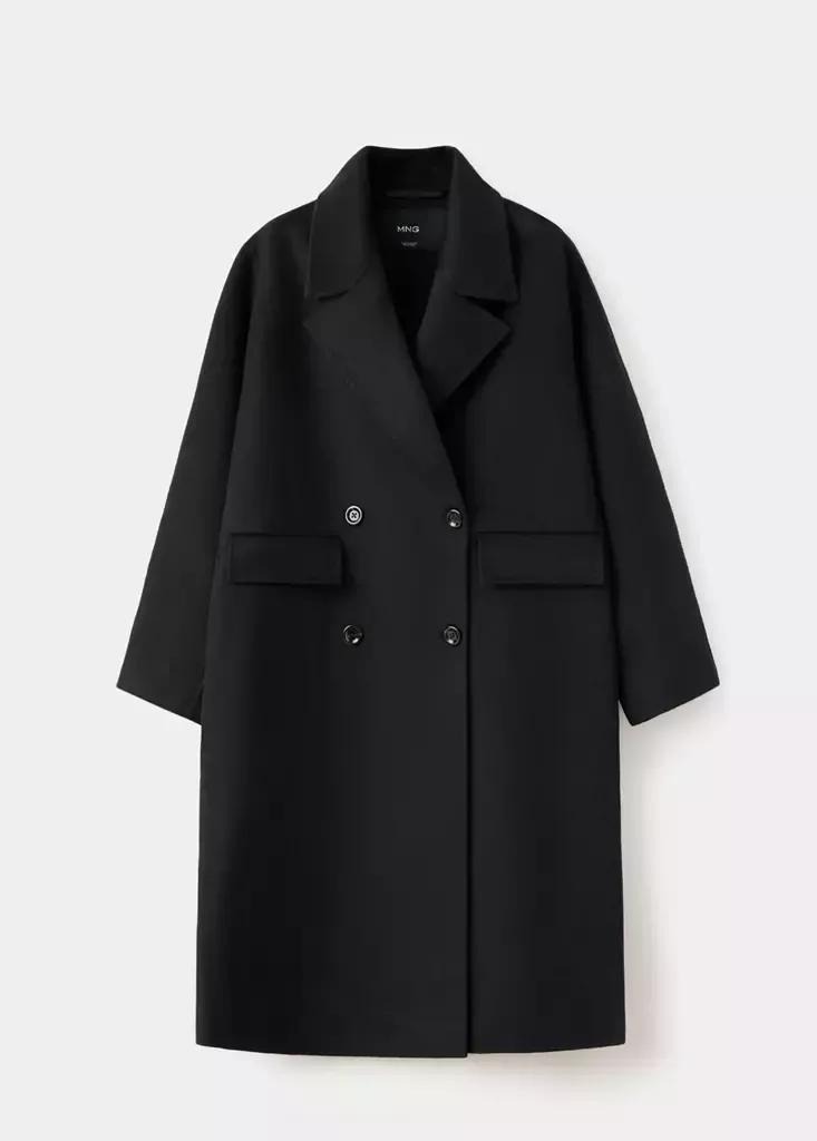 Black Handmade Oversized Wool Coat, Black, large image number 4
