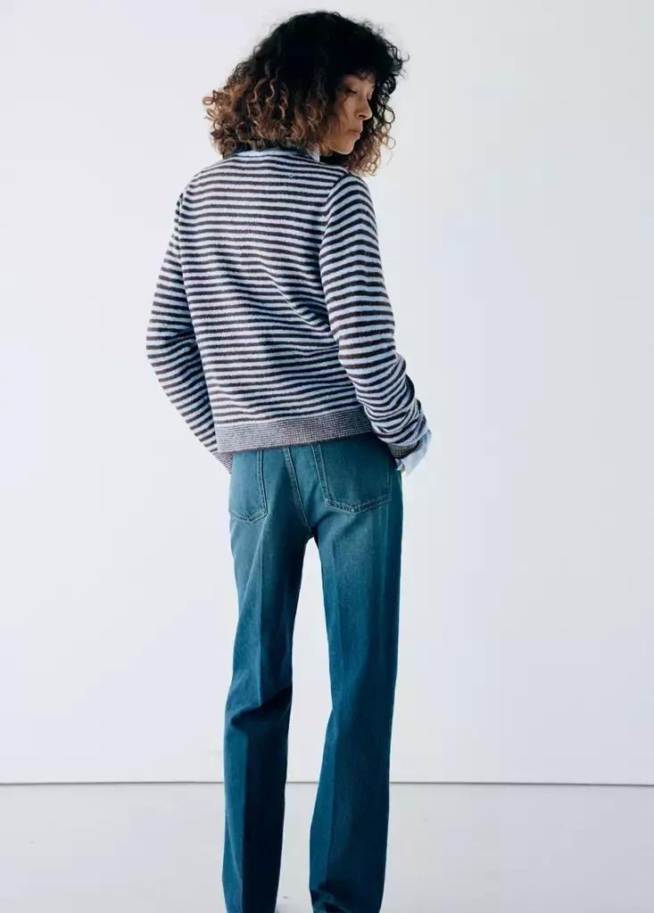 Blue Striped Cardigan With Detachable Scarf, Light-Pastel Blue, medium