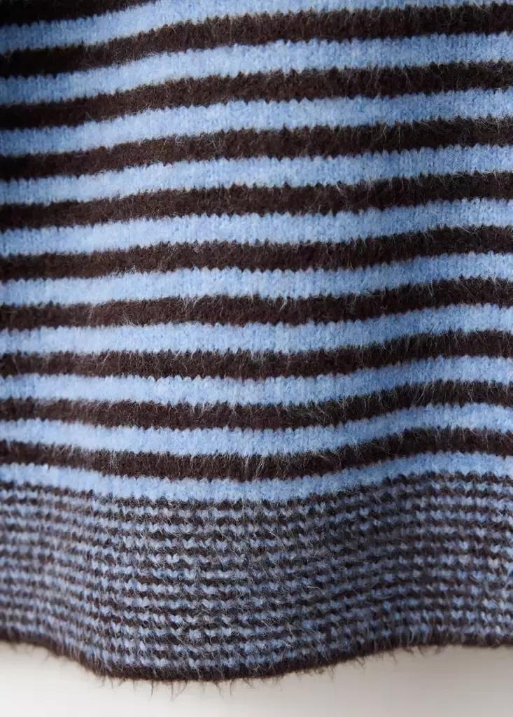 Blue Striped Cardigan With Detachable Scarf, Light-Pastel Blue, large image number 5