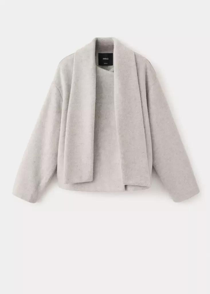 Brown Scarf-Collar Cloth Jacket, Medium Brown, large image number 4