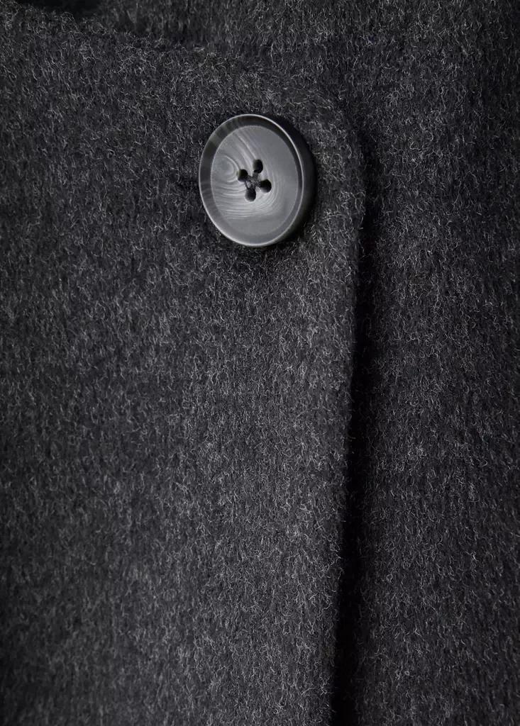 Grey Scarf-Collar Cloth Jacket, Dark Grey, large image number 5