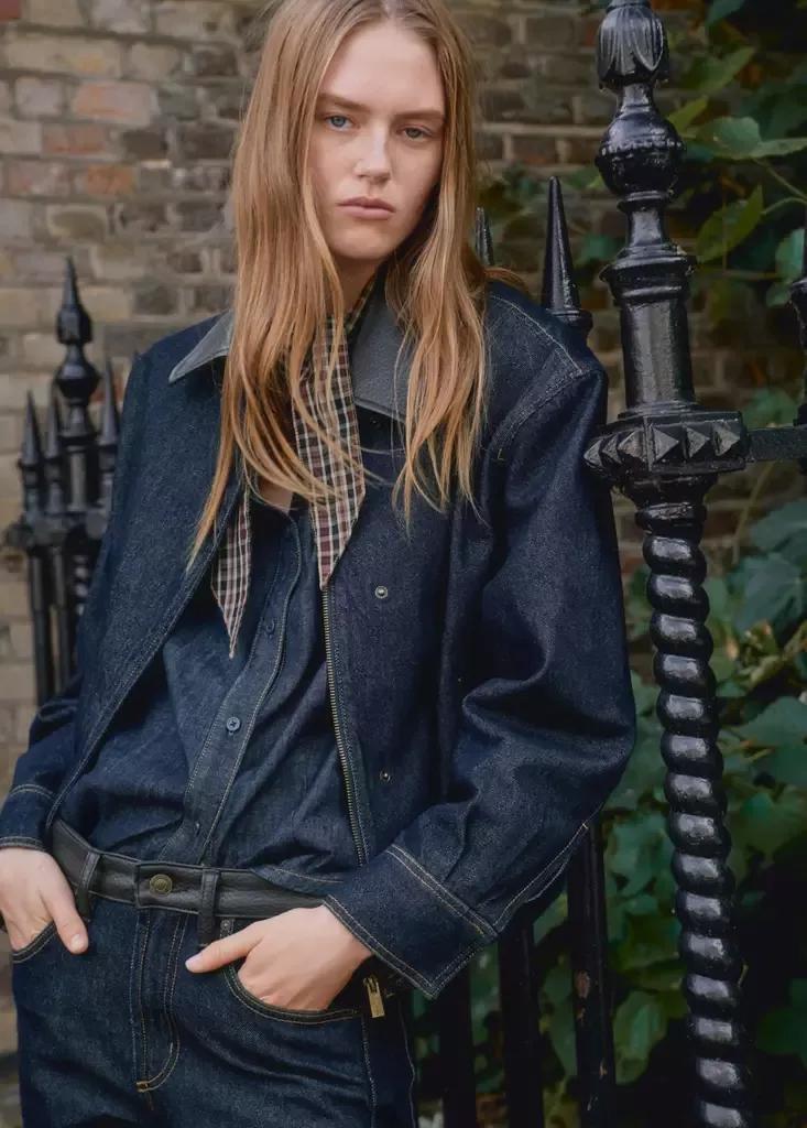 Blue Denim Bomber Jacket, Open Blue, large image number 1