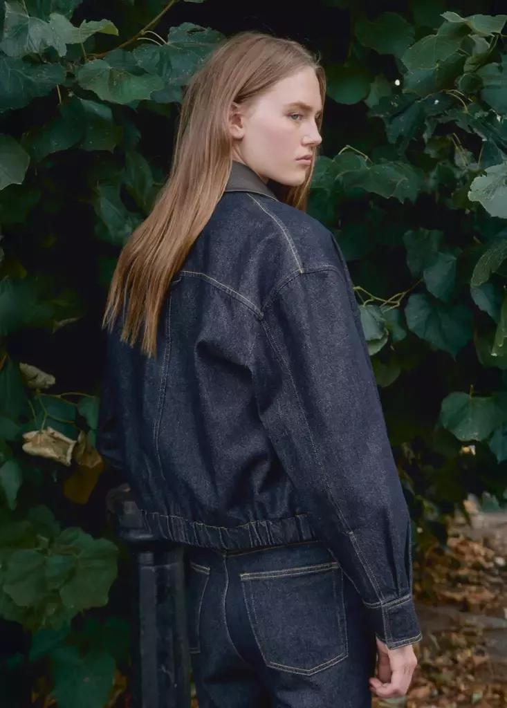 Blue Denim Bomber Jacket, Open Blue, large image number 2