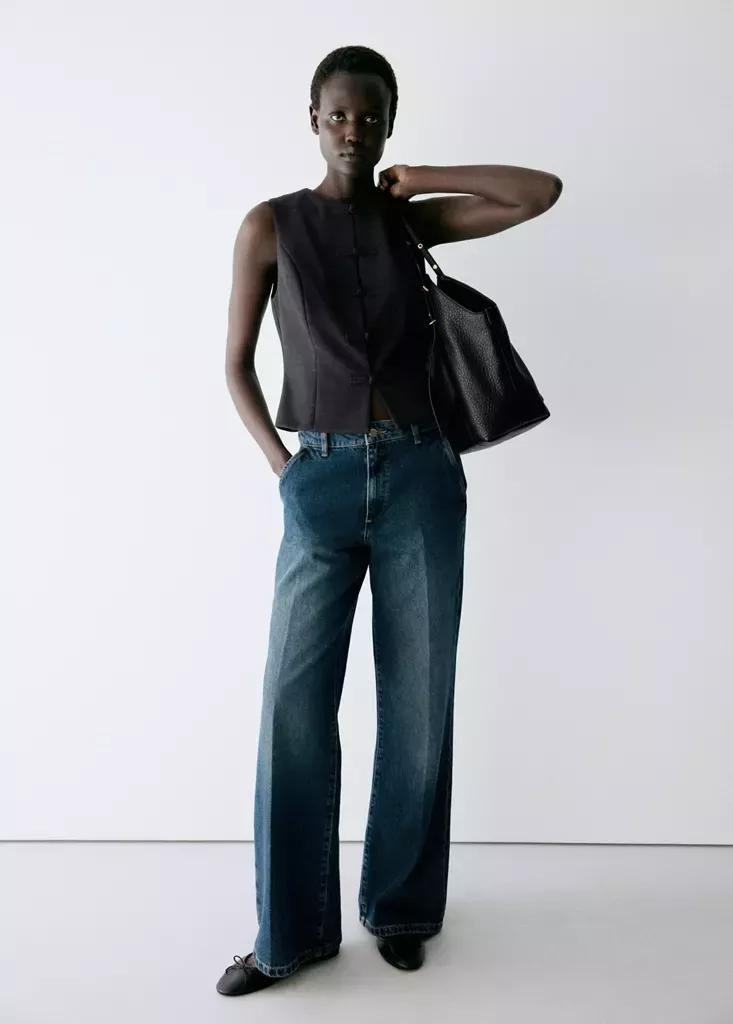 Grey Waistcoat With Frogging Detail And Seam Detailing, Charcoal, large image number 4