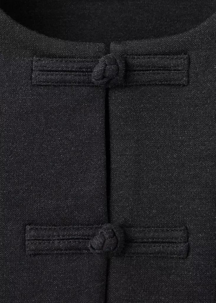 Grey Waistcoat With Frogging Detail And Seam Detailing, Charcoal, large image number 6
