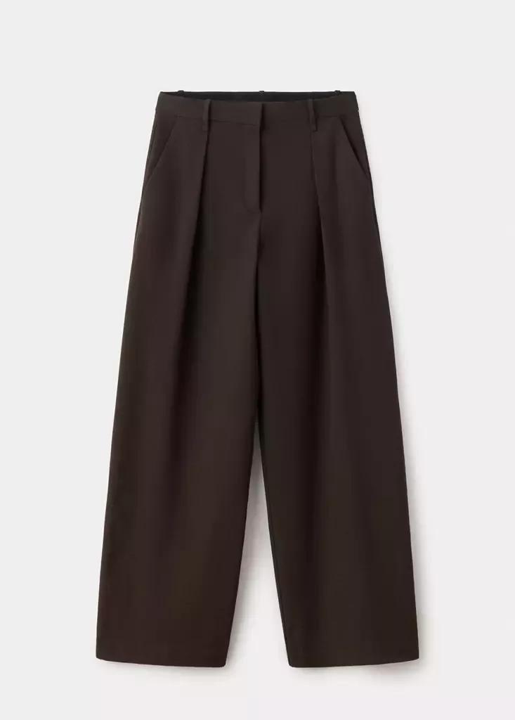 Brown Houndstooth Pleated Trousers, Brown, large image number 5