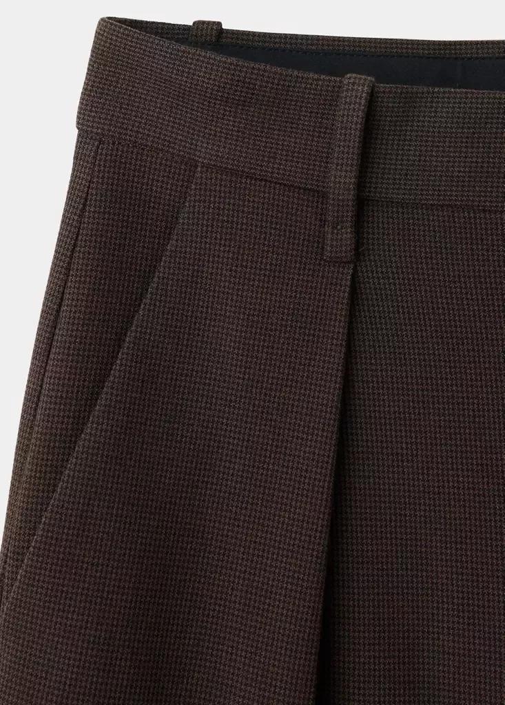 Brown Houndstooth Pleated Trousers, Brown, large image number 6