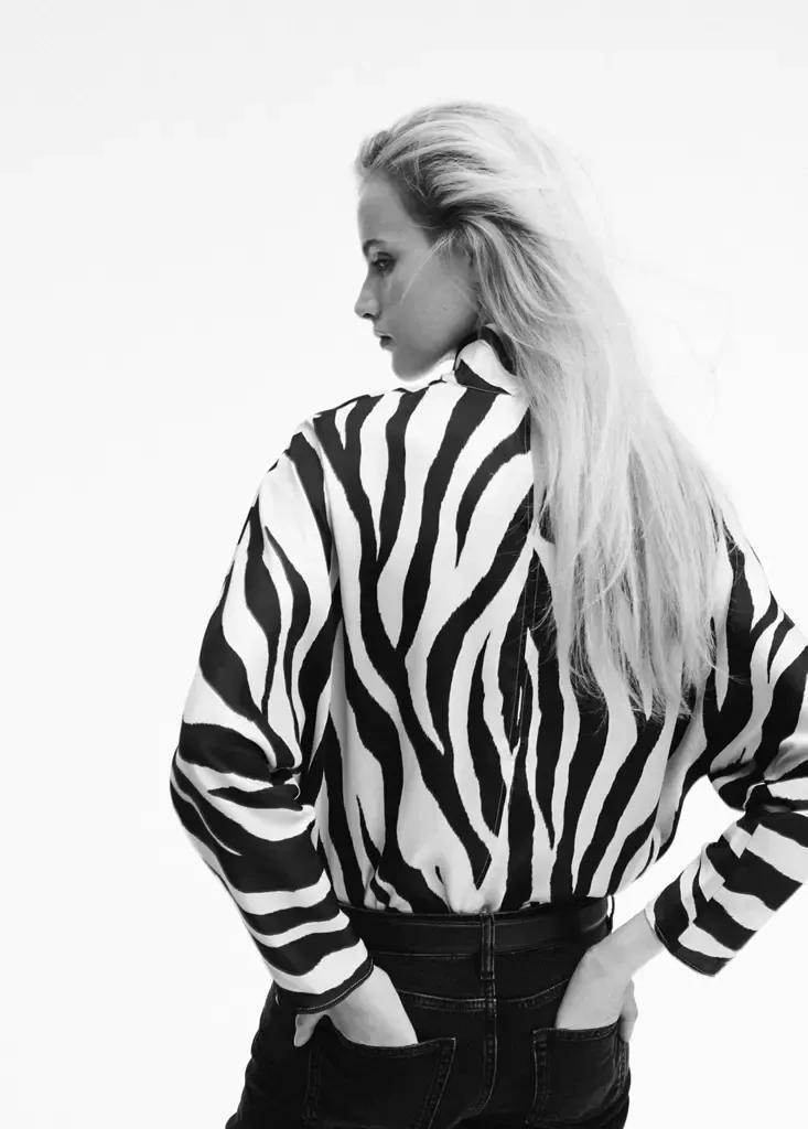 White Straight High-Neck Blouse, Natural White, large image number 2