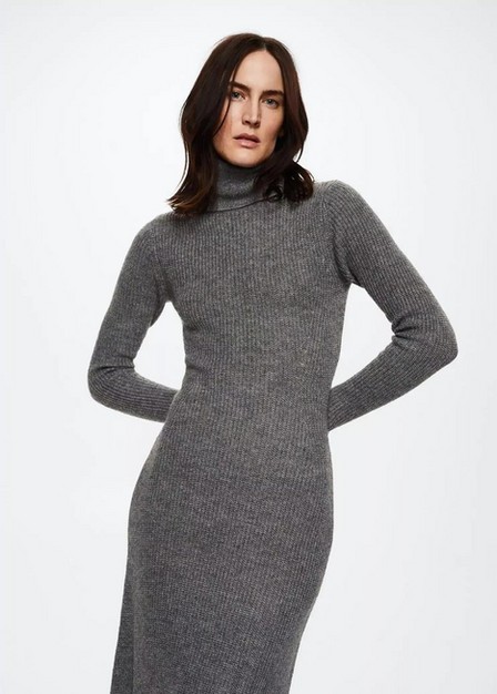 Mango - grey Knitted turtleneck dress
