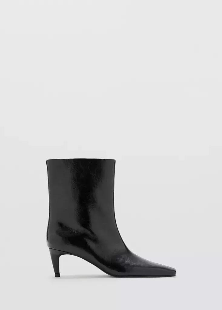 Black Ankle Boots With Square Toe Heel, Black, large image number 1