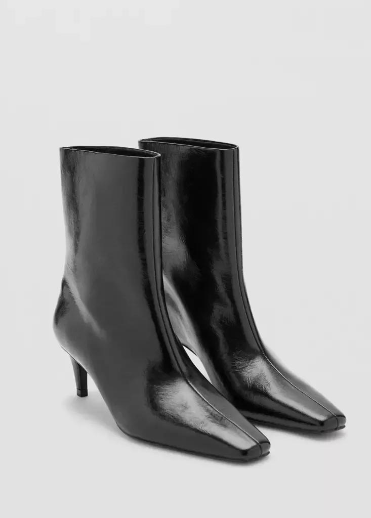 Black Ankle Boots With Square Toe Heel, Black, large image number 2