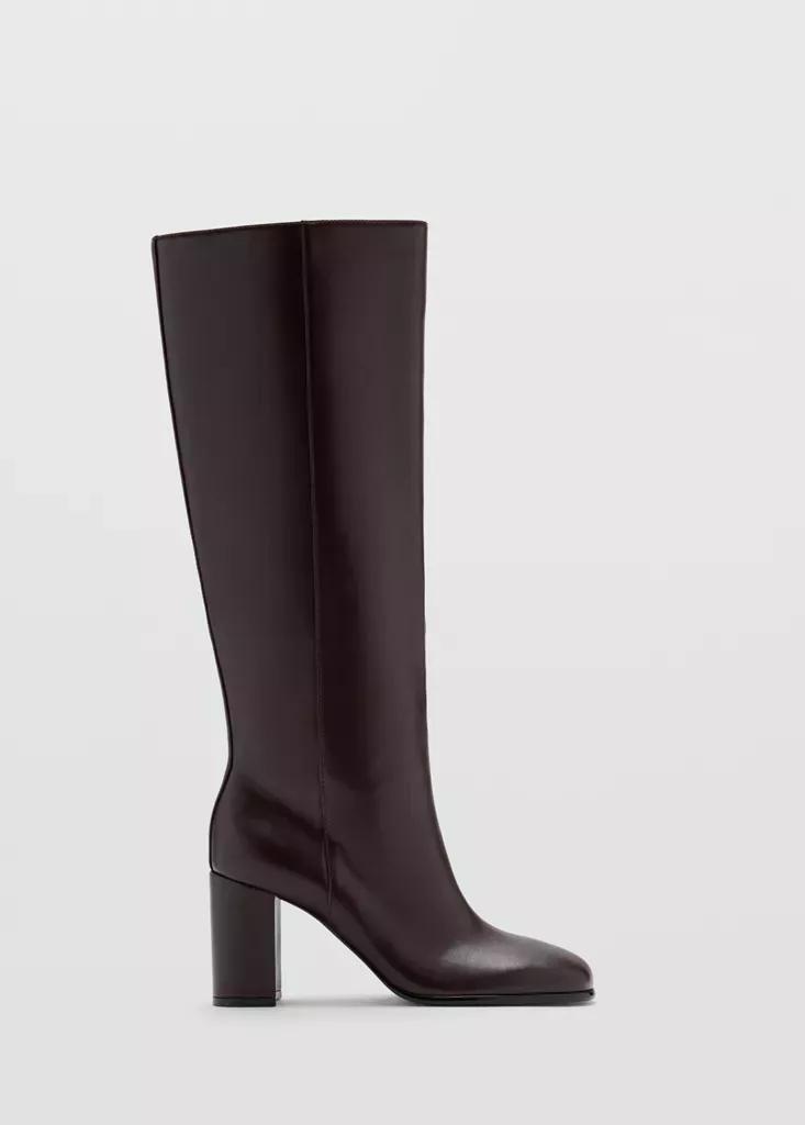 Burgundy High Block-Heel Boot, Dark Red, large image number 0