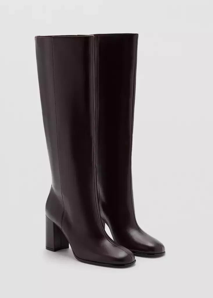 Burgundy High Block-Heel Boot, Dark Red, large image number 1