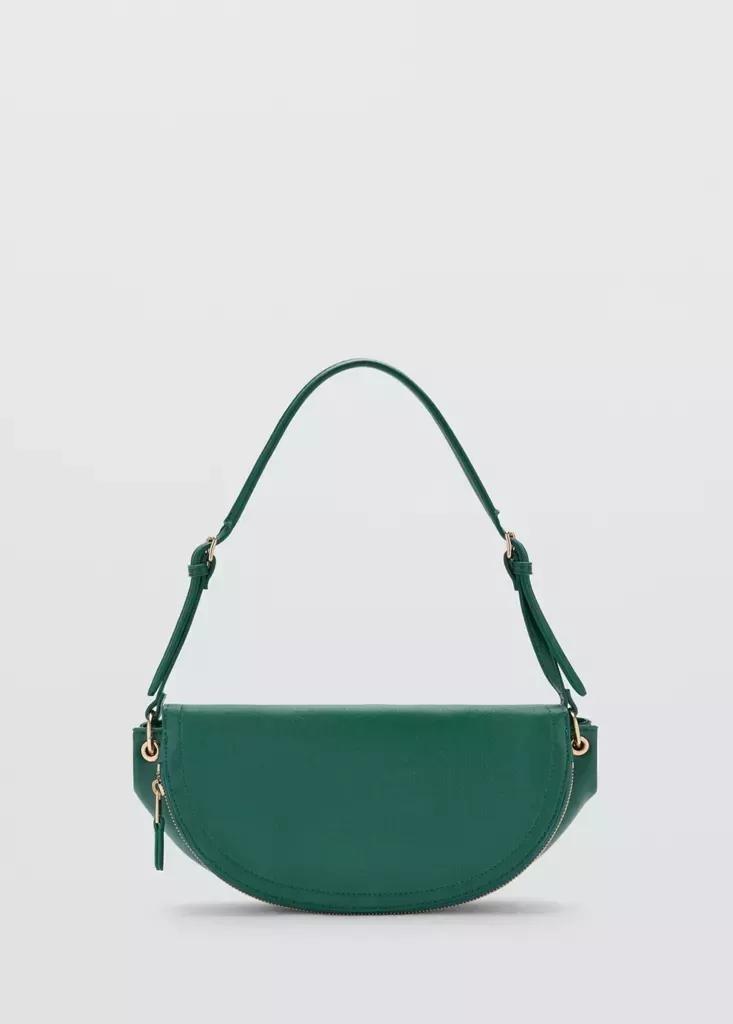 Green Semi-Circular Faux Leather Shoulder Bag, Bright Green, large image number 0