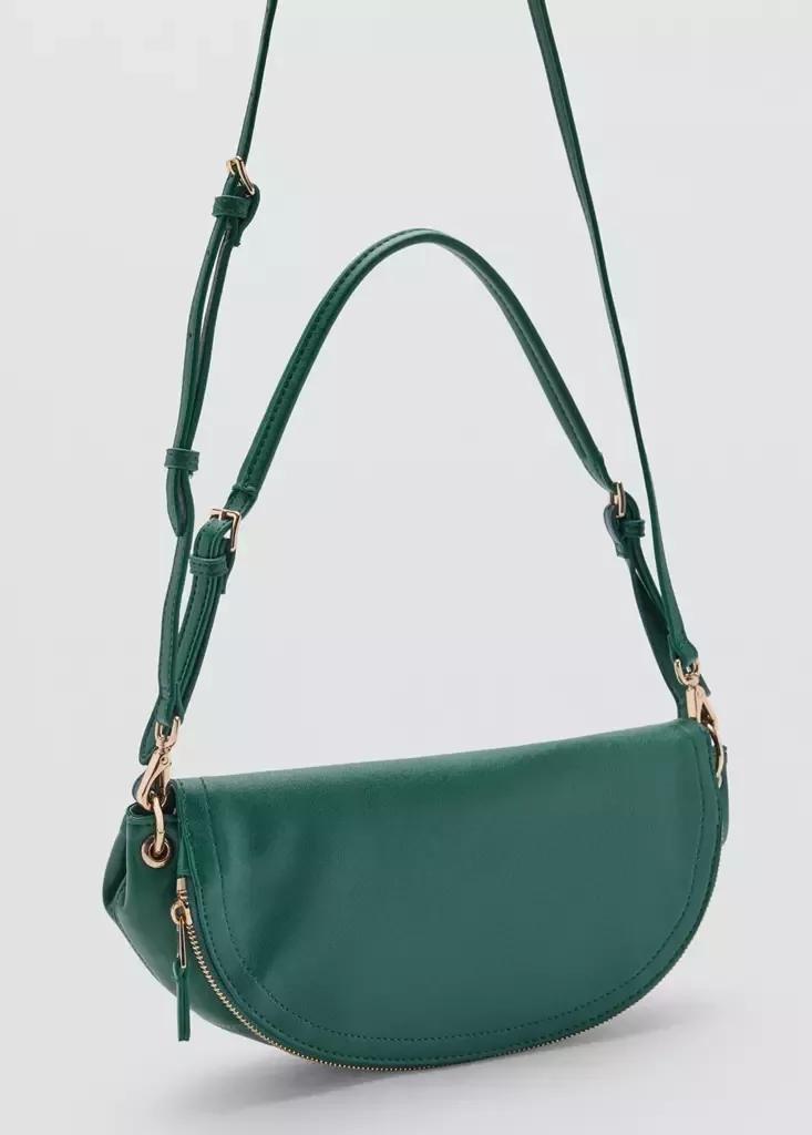 Green Semi-Circular Faux Leather Shoulder Bag, Bright Green, large image number 1