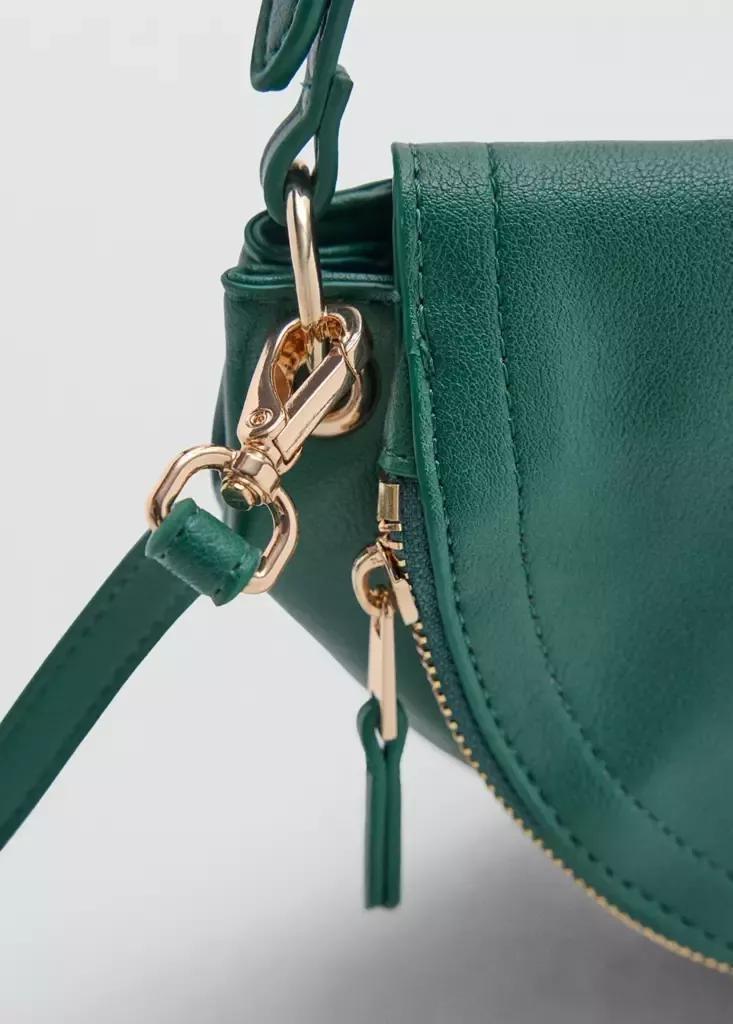 Green Semi-Circular Faux Leather Shoulder Bag, Bright Green, large image number 2