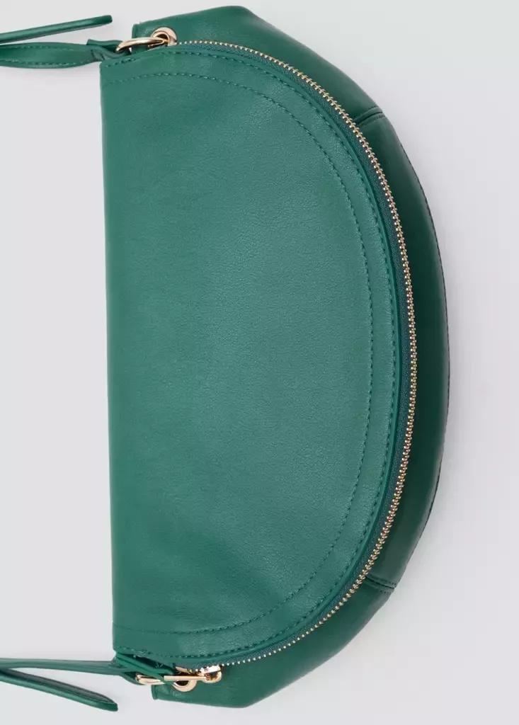 Green Semi-Circular Faux Leather Shoulder Bag, Bright Green, large image number 4