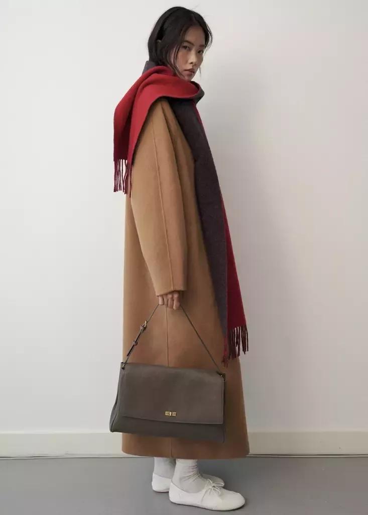 Grey Leather Shoulder Bag With Flap, Grey, large image number 0