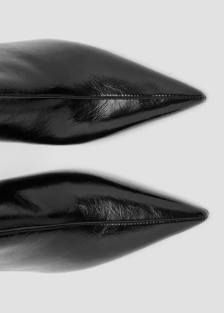 Black Glossy-Finish Pointed-Toe Heeled Ankle Boot, Black, large image number 4