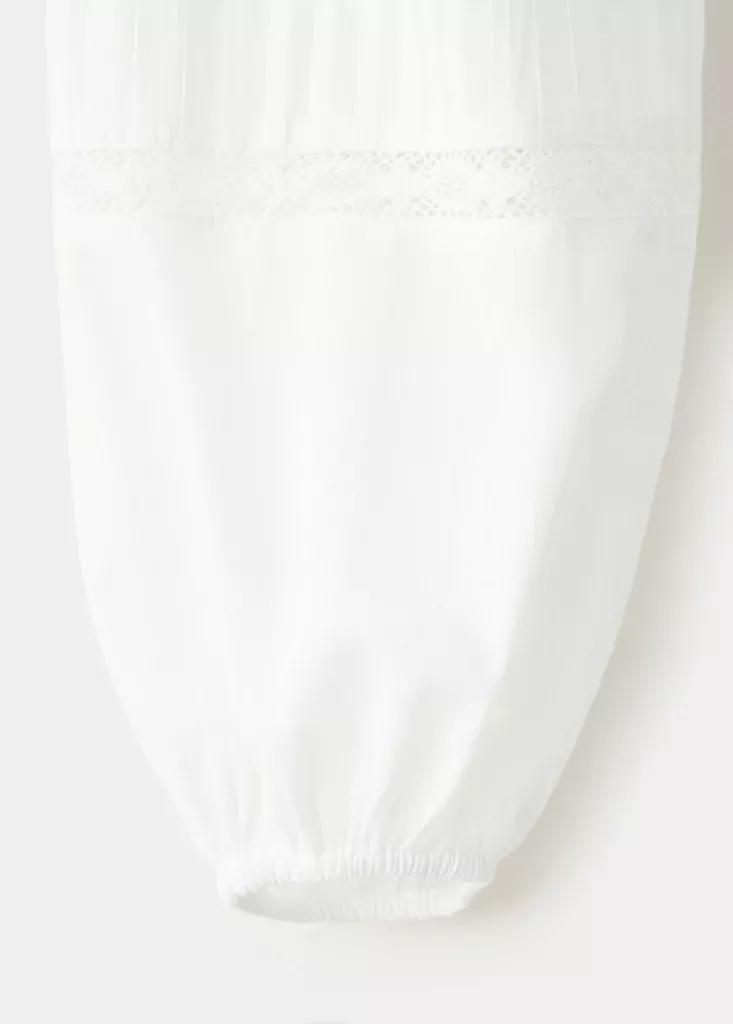 Cream Cotton Blouse With Embroidered Details, Natural White, large image number 3