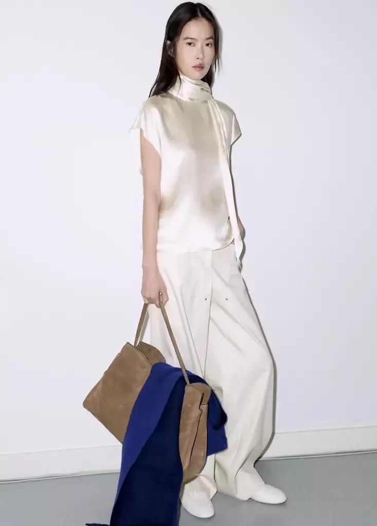 Beige Straight Cut Blouse, Light Beige, large image number 0