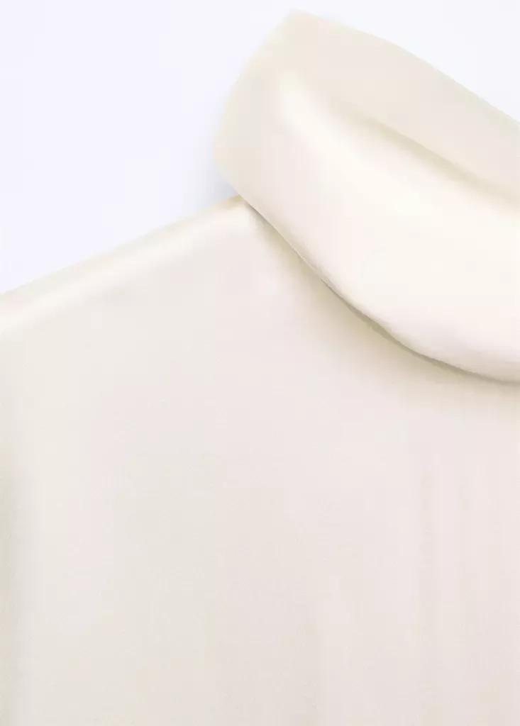Beige Straight Cut Blouse, Light Beige, large image number 5