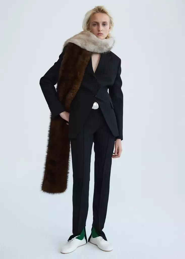 Black Fitted Wool Jacket, Black, medium