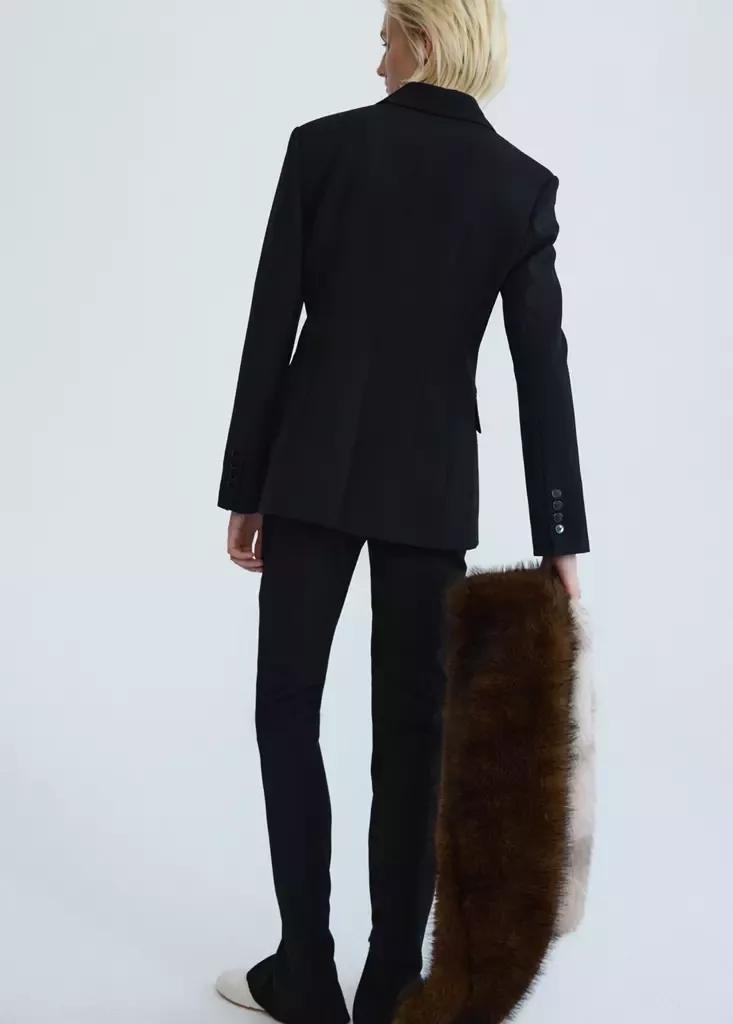 Black Fitted Wool Jacket, Black, large image number 2