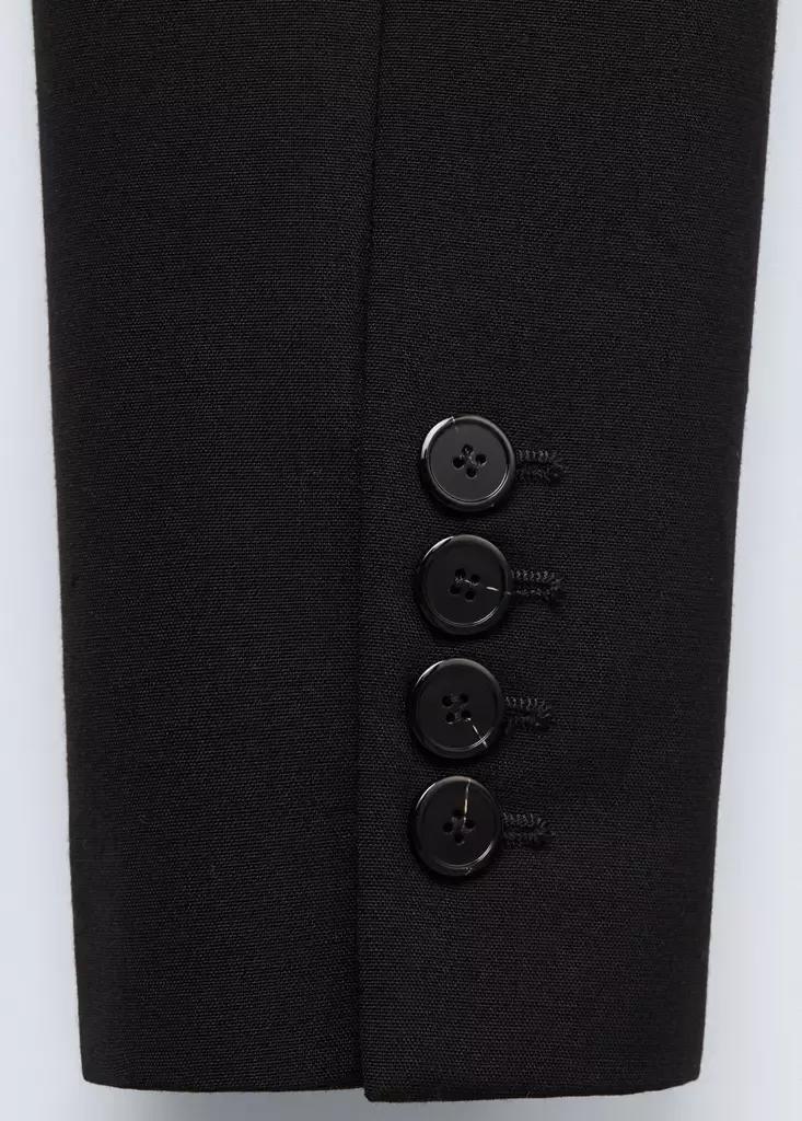 Black Fitted Wool Jacket, Black, large image number 6