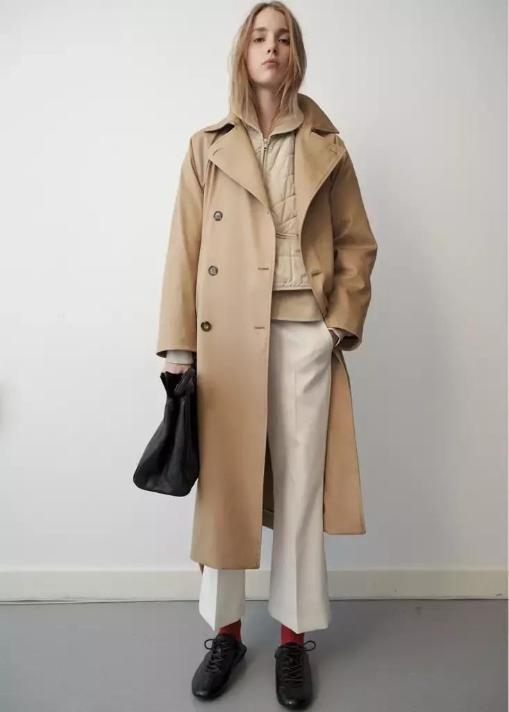 Beige Fitted Trench Coat, Light Beige, large image number 0