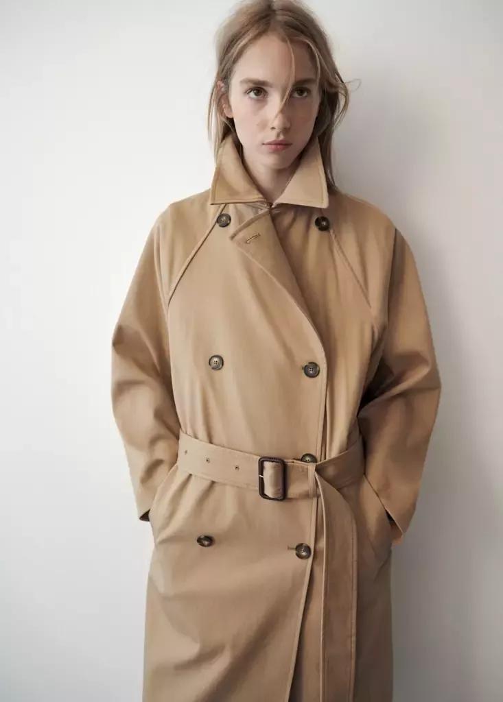 Beige Fitted Trench Coat, Light Beige, large image number 1