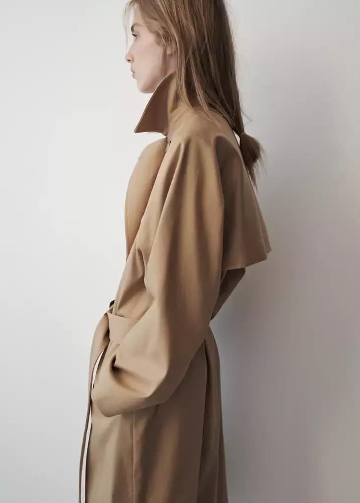 Beige Fitted Trench Coat, Light Beige, large image number 3