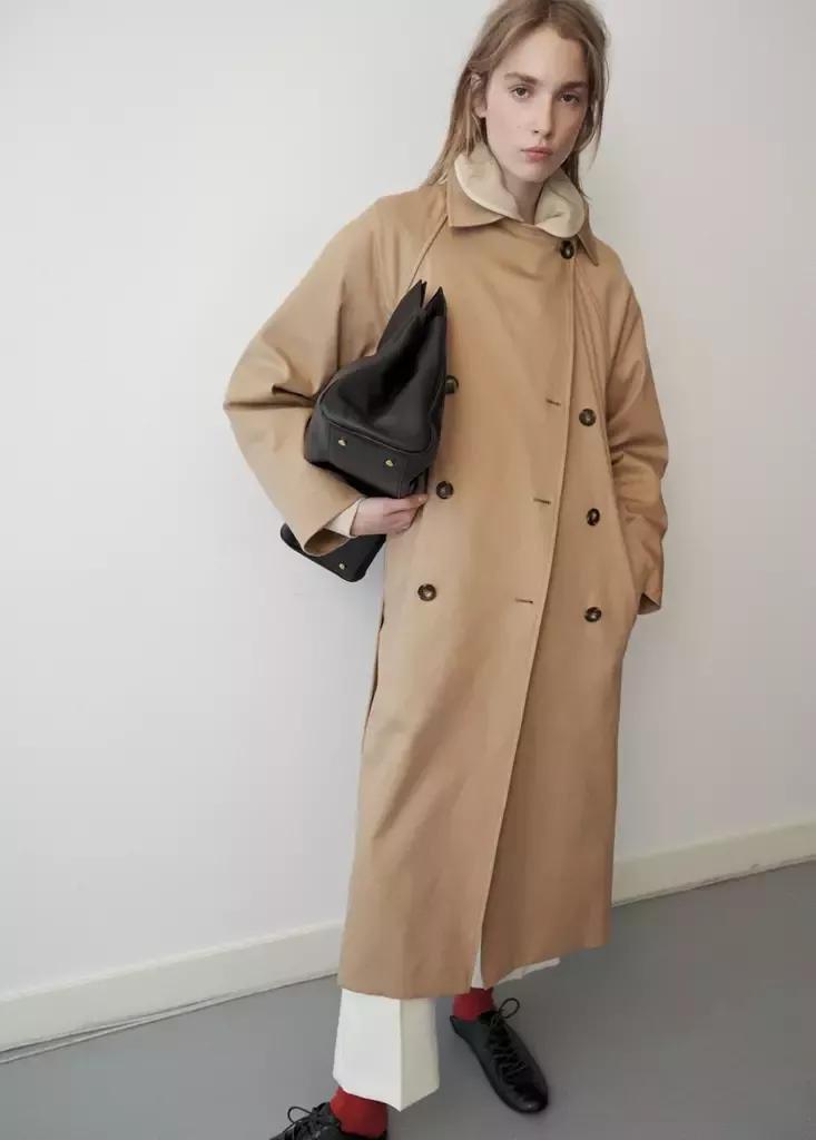 Beige Fitted Trench Coat, Light Beige, large image number 5