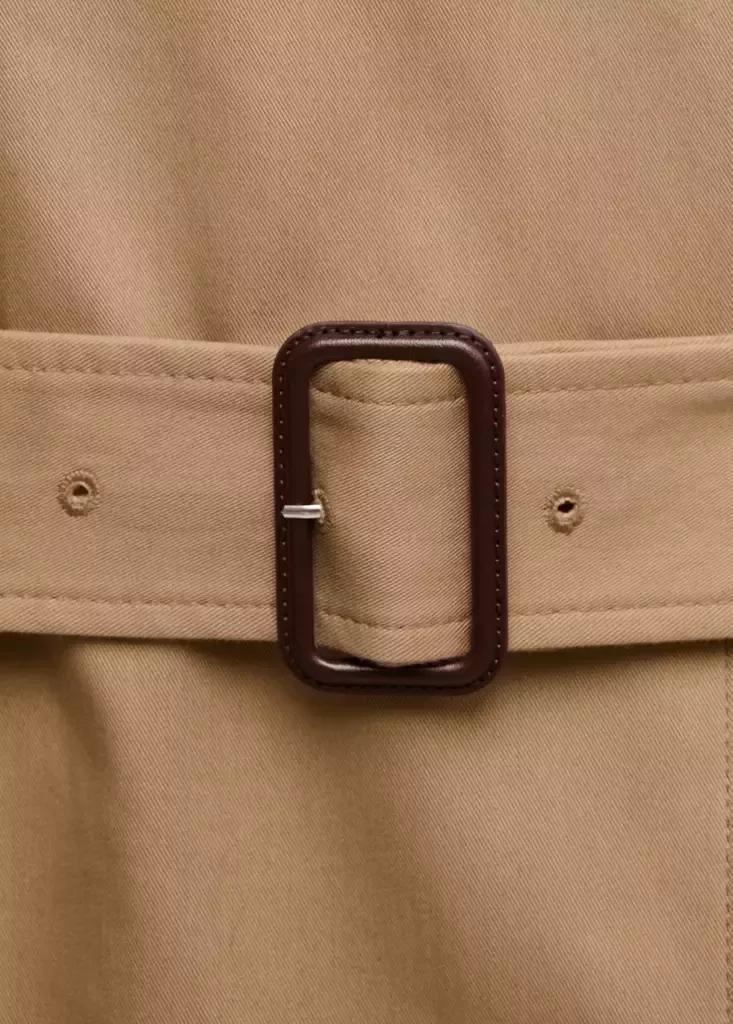 Beige Fitted Trench Coat, Light Beige, large image number 8