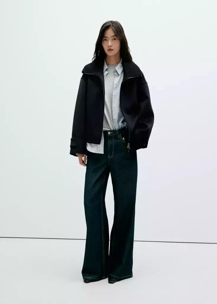 Black High-Neck Zip-Up Jacket, Black, large image number 0