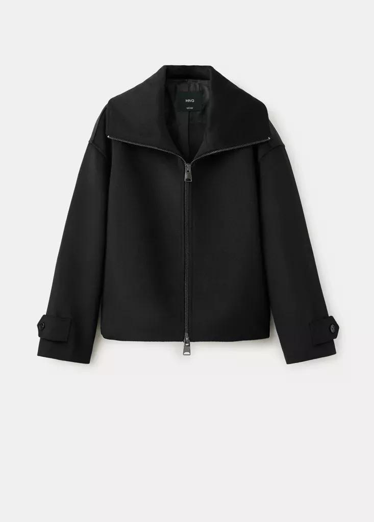 Black High-Neck Zip-Up Jacket, Black, large image number 5