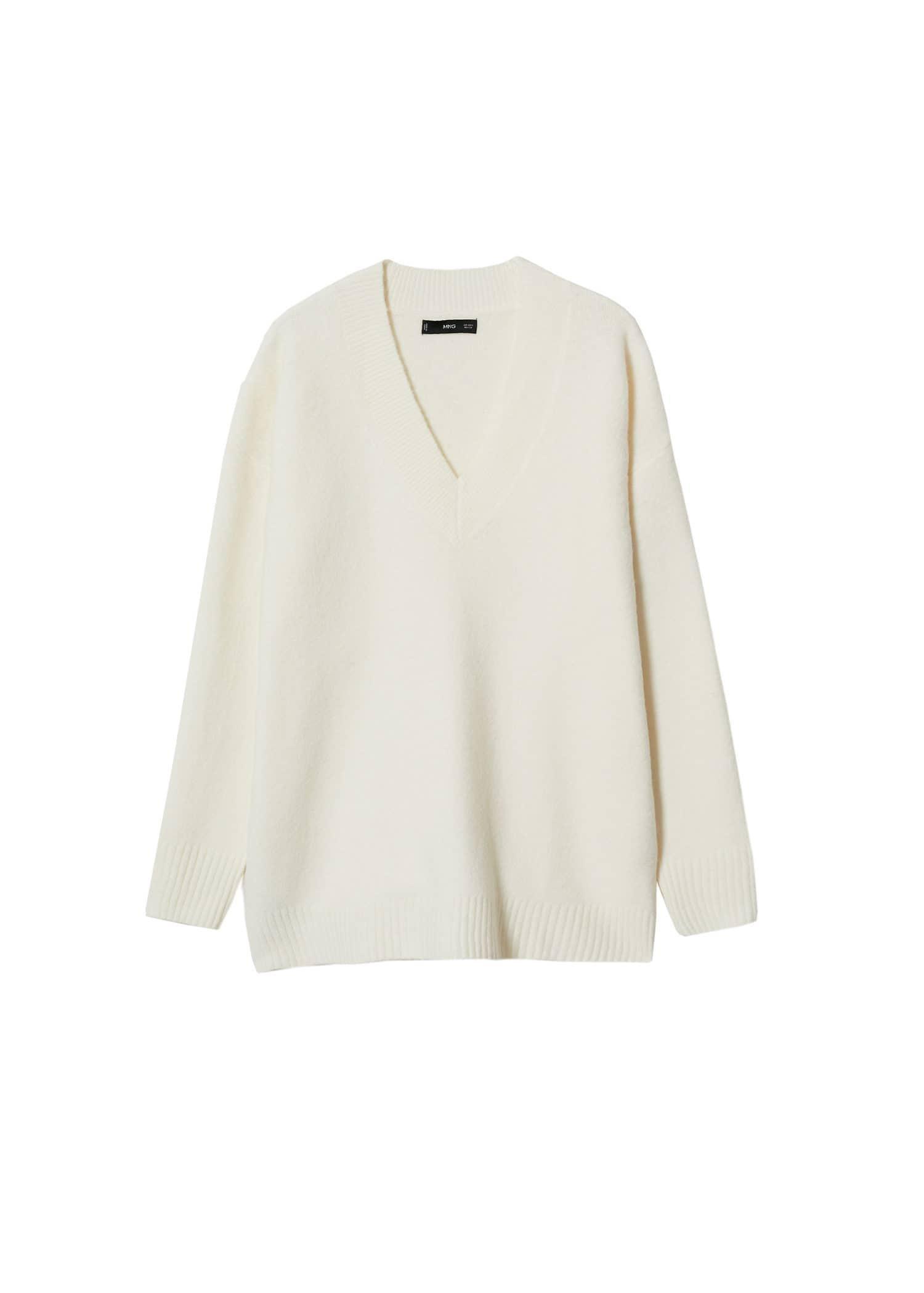 Beige V-Neck Sweater, , large image number 7