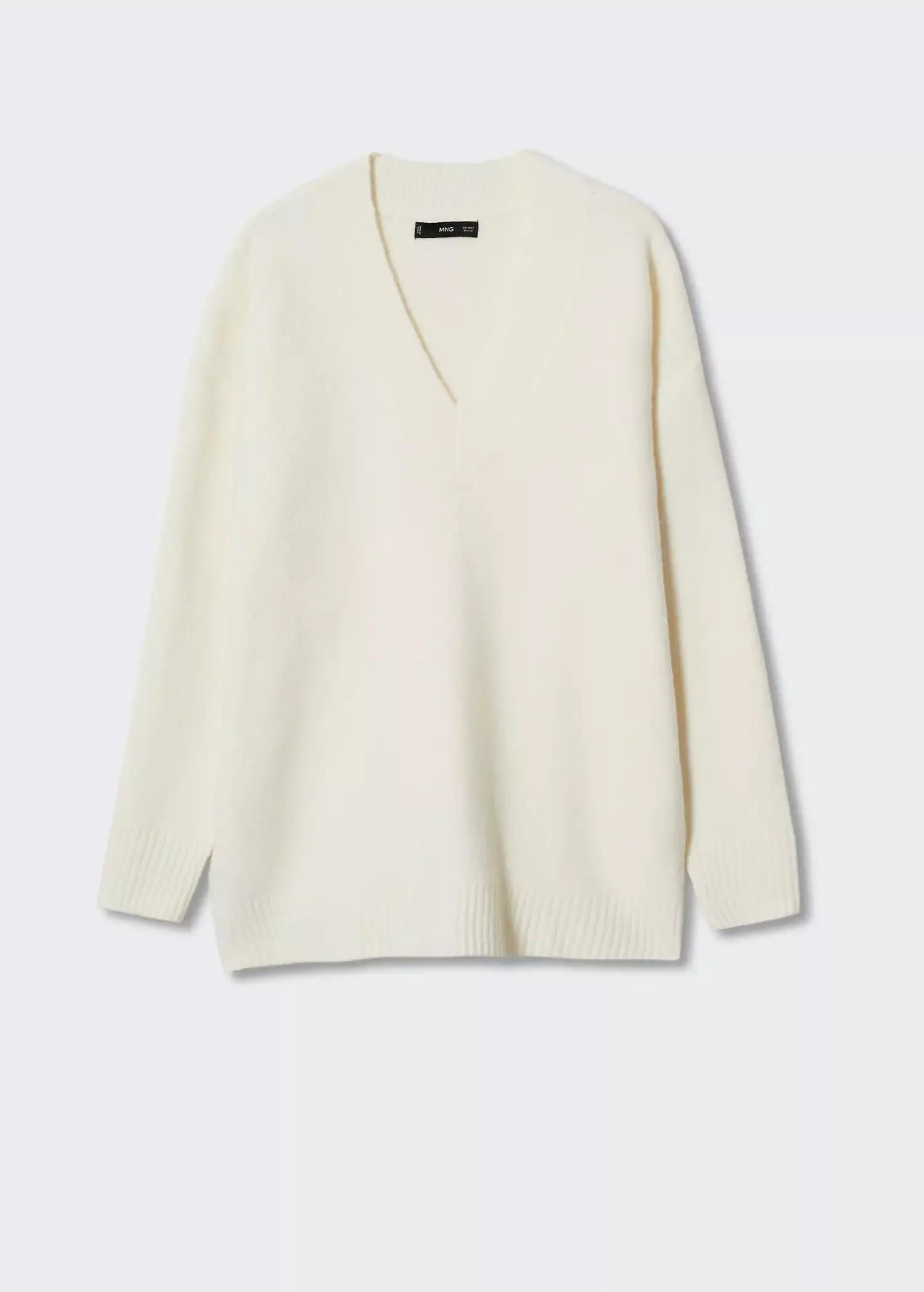 Beige V-Neck Sweater, , large image number 8