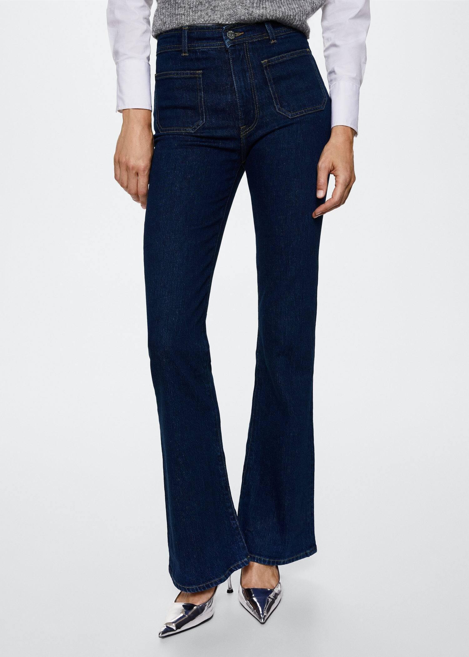 Blue Flared Jeans With Pocket, , large image number 0