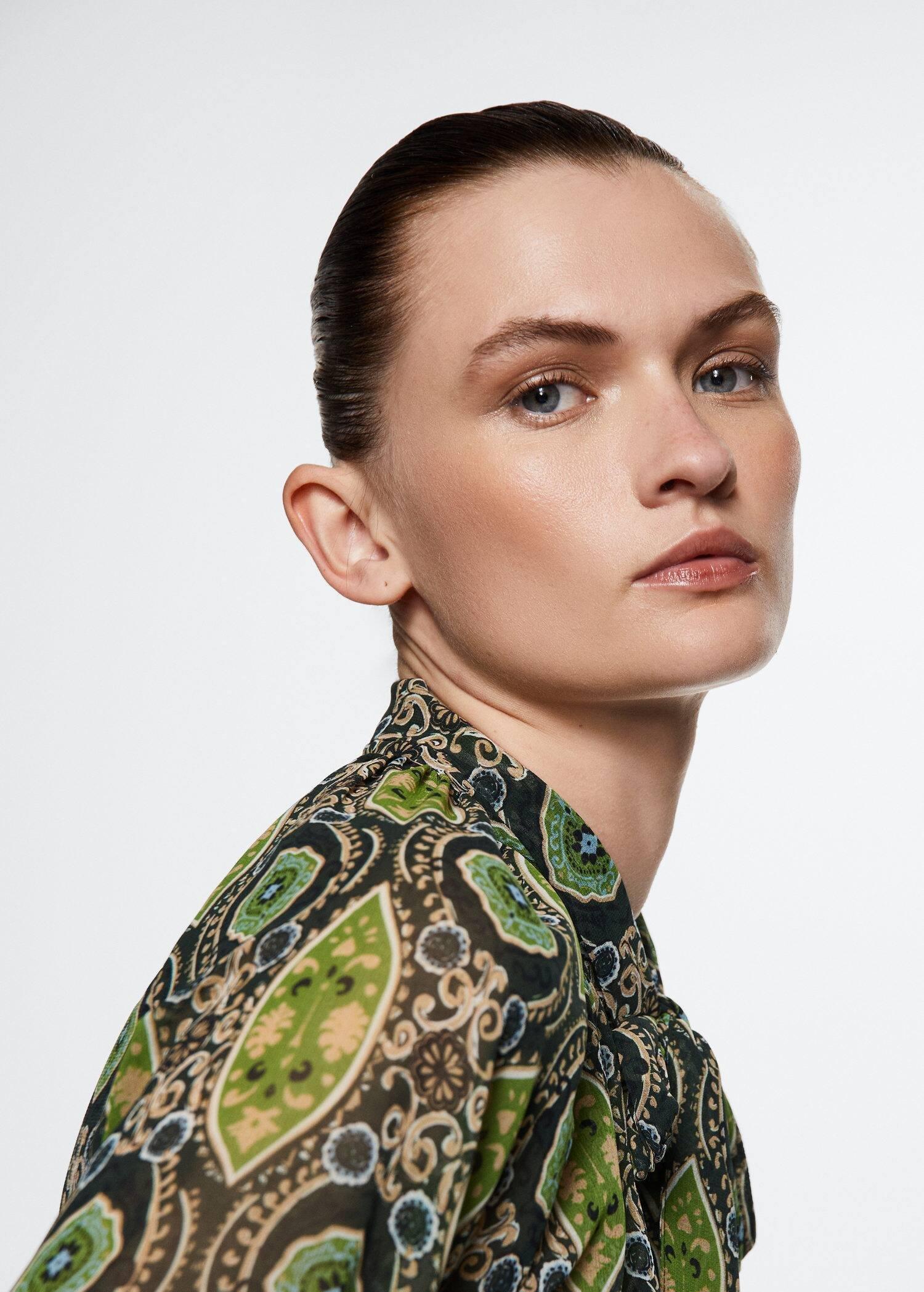 Green Flowy Printed Blouse, , large image number 0