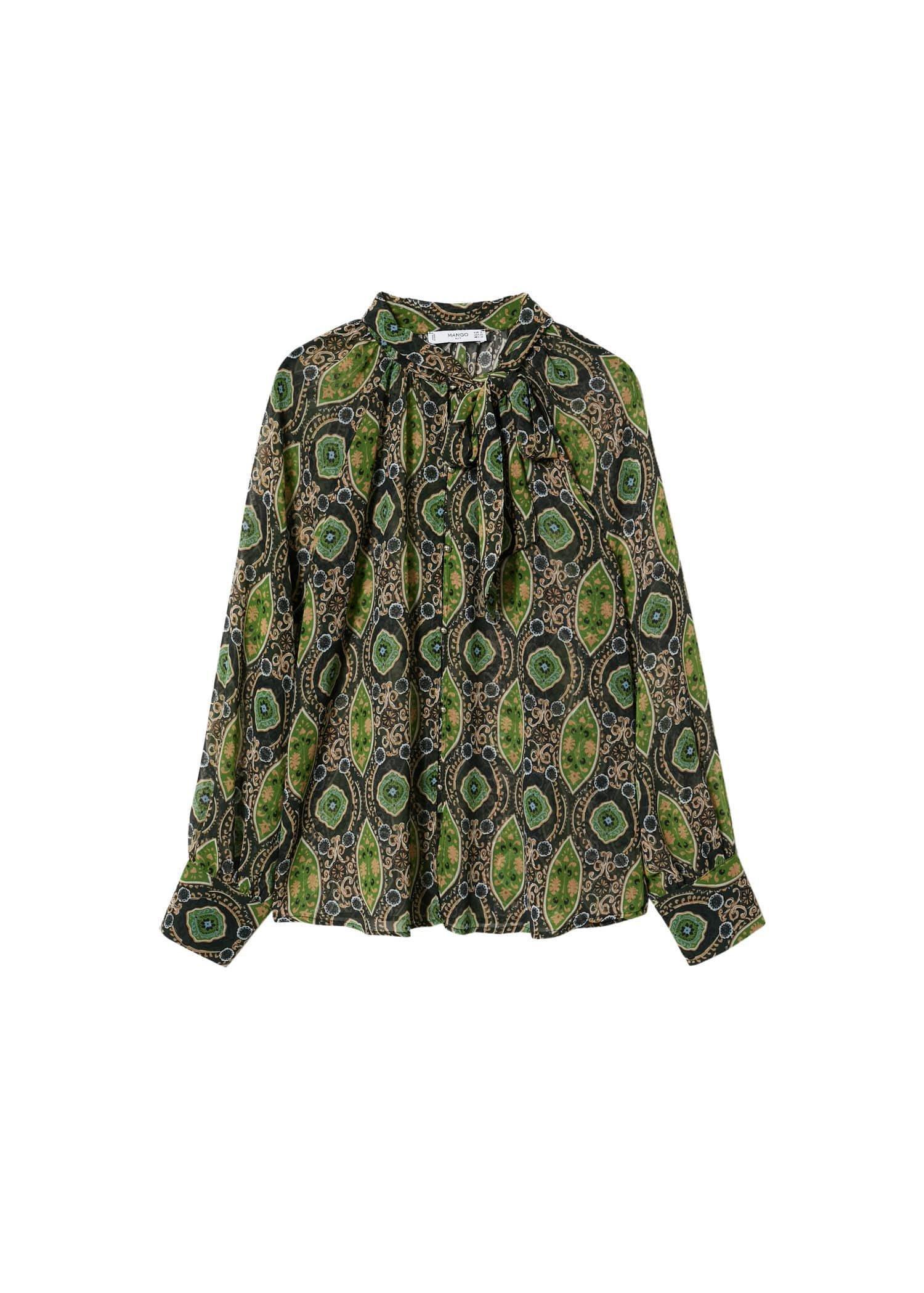 Green Flowy Printed Blouse, , large image number 3