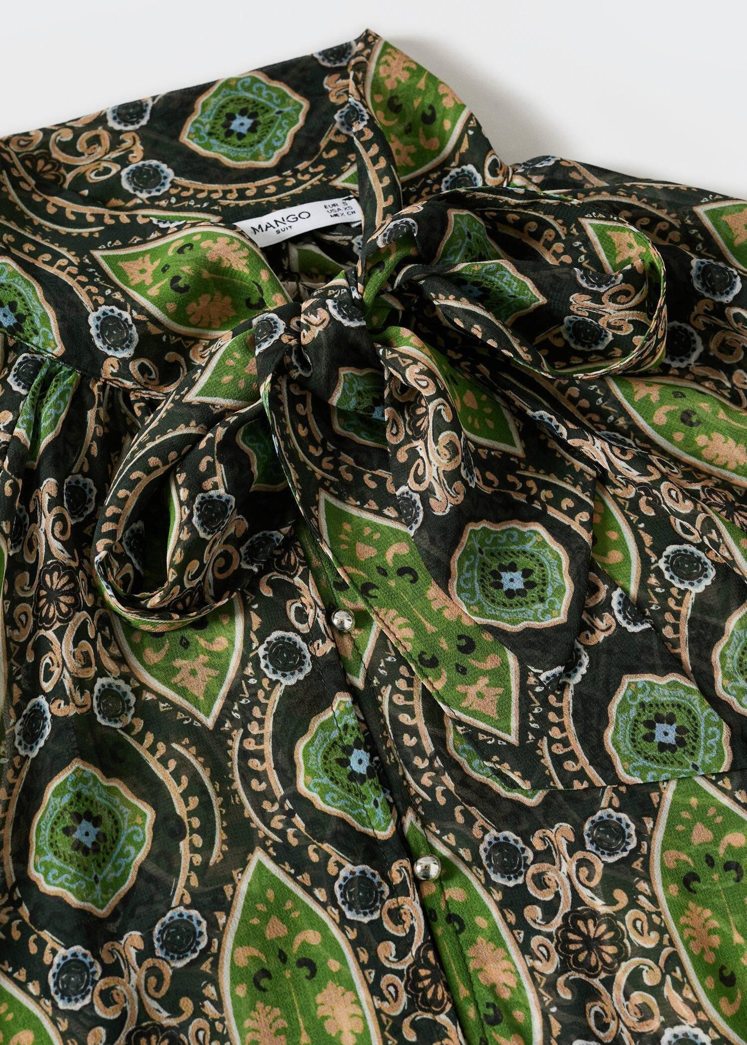 Green Flowy Printed Blouse, , large image number 5